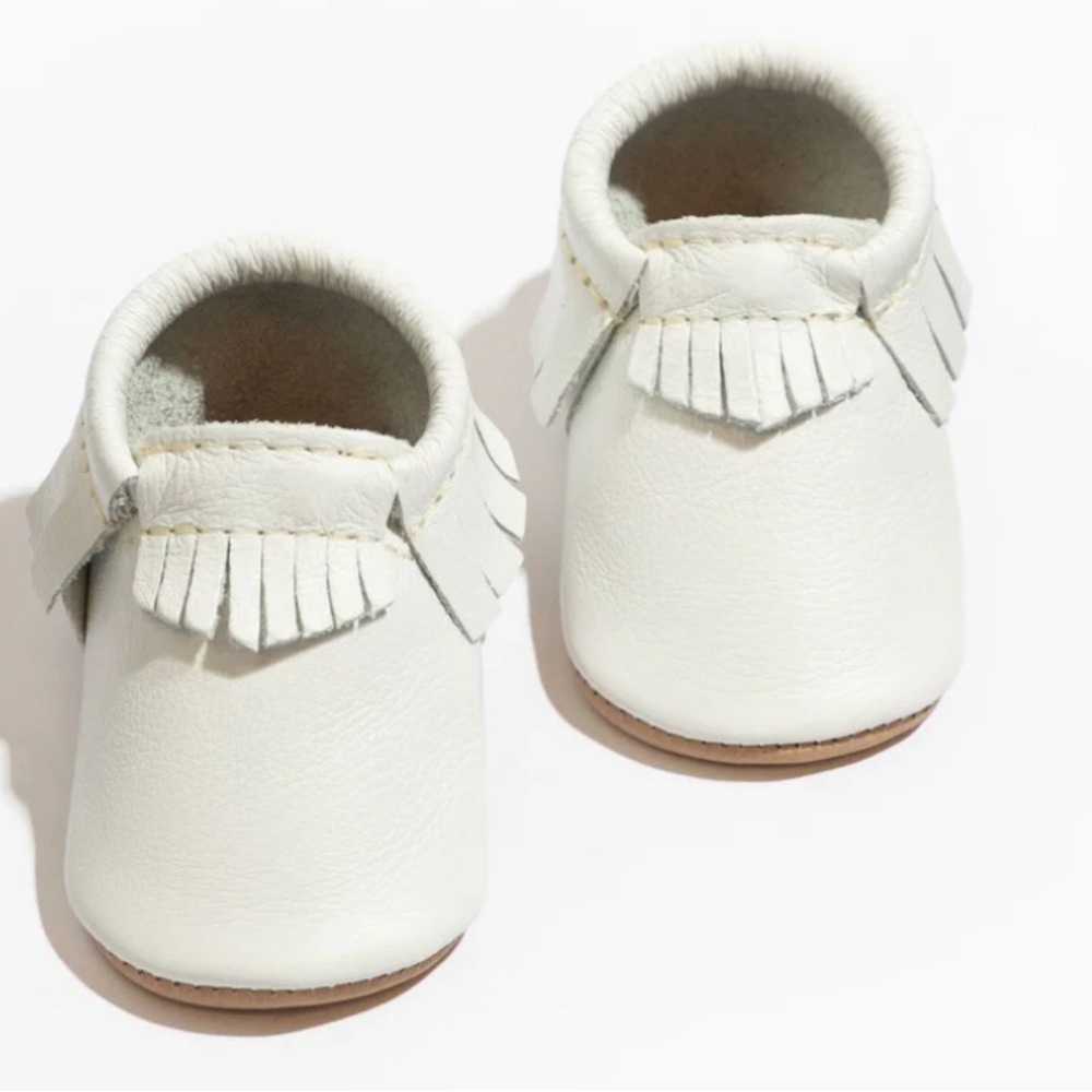 Toasted Bright White Moccasin Baby Shoe in baby Size 1